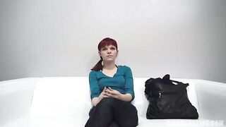 Redhead 18-year-old agreed to nipple and blowjob at the casting