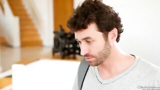 Sexy brunette Veronika Avluv gets her pussy railed by two cocks in a steamy scene