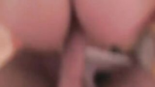 A cute mature blonde with big natural tits is being fried by a guy