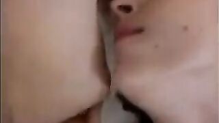 A friend wiped the sperm from the vagina and anus with a tongue