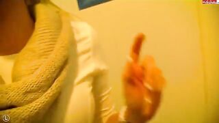 Girl makes a blowjob for stranger in the toilet, because of her lust