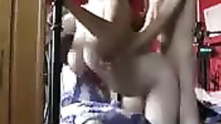 A juicy ass of the wife is caressed at home