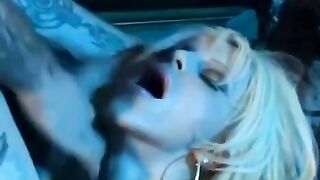 Blonde in a corset and stockings, big tits, hardcore anal sex