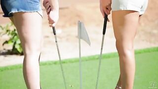 The beautiful woman lost herself in lesbian golf sex