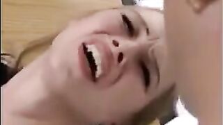 A bunch of sexy guys pleased a fragile and cute blonde by fucking her