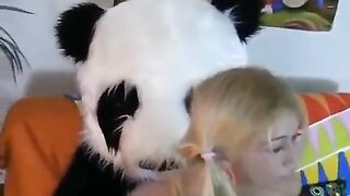 Babe fucked by a man in a panda suit