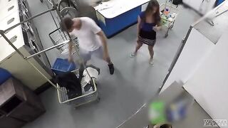 The couple has sex right in the laundry, unaware of being watched