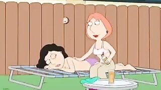 Lesbians fucking with griffins in Family Guy, featuring Lois getting naughty