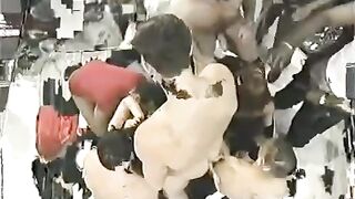 Bunch of guys fucked a girl with big boobs in ass and pussy