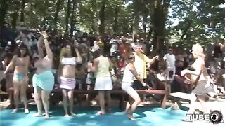 Two young people have fun and engage in intimate activities in the forest