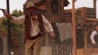 The cowboy punished but licked her pussy and clit