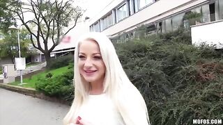 A blonde with natural tits enjoys intense action in this hot video