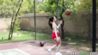 A cute girl came with a gift for her basketball player boyfriend