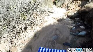 Pretty Jessica James has sex with a guy in nature
