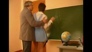 Old teacher seduced and fucked his student hard