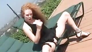 Blonde with big boobs roughly fucked in her ass by a young man