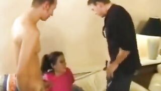 A young nanny lost her shame and began to engage in anal with two men