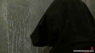 The pretty girl was tied up and fucked in her mouth