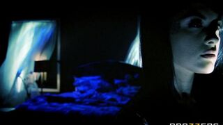 The brunette woman was very tired and fell asleep in the bedroom