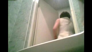 A hidden camera in the toilet captures a graduate peeing - don't peek!