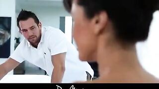 A sexy girl got oiled and had sex after a nice massage