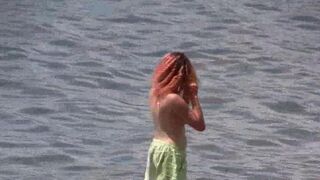 A hot nudist is walking on the beach in Crimea, eporn