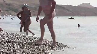 A hot nudist is walking on the beach in Crimea, eporn