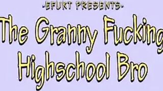 The man’s cock was long, so it did not fit in the granny’s panties