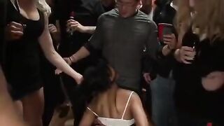 A mature woman enjoys intense sex with multiple men at once, no hesitation