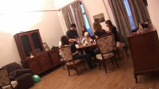 Bunch of Russian students fucked at a party in an orgy style
