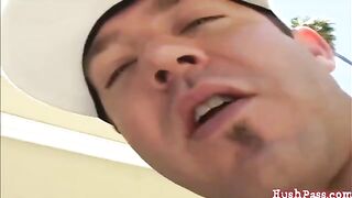 A guy shoots his cum on the ass of his wife in HD quality
