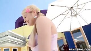 A blonde woman sucks a long dick in this hot POV video