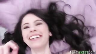 A hot brunette has sex with her boyfriend at home in an amateur video