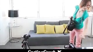 Small tits brunette gets fucked during her casting
