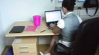 The young secretary was fucked by her boss directly at his desk