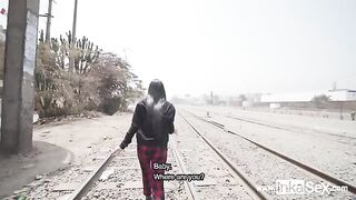 Peruvian guy fucked petite Venezuelan model near train line