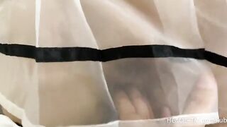 Schoolgirl Cosplay FootJob and HandJob with Asian beauty