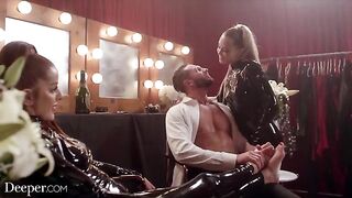 Avery and Vanna in an intense threesome wearing latex, brought to you by DEEPER
