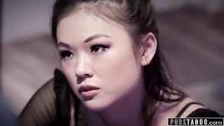 Petite teen Lulu Chu seduces the best friend of her stepdad at his wake