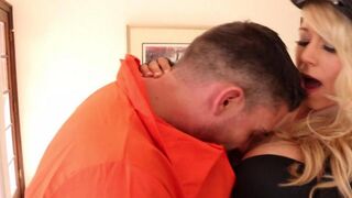 A fugitive found a girl in a police uniform and fucked her hard