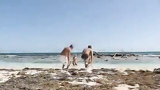 Bikini girls have sex with guys on the beach