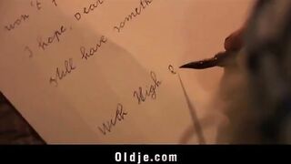 Older guy punished his naughty granddaughter to teach her