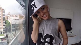 The blond girl was fucked in her ass on the road by a random guy