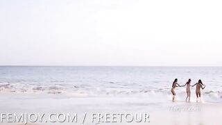 On the nudist beach, you can see something