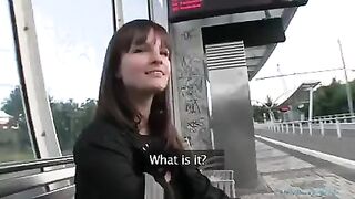 Brunette porn star gets picked up for a fuck