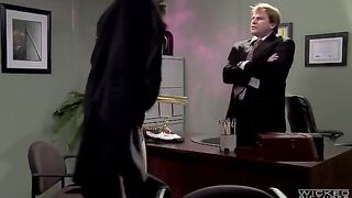 The boss shoves his cock into the secretary's pussy