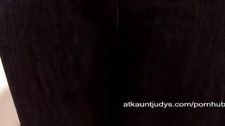 Hot old lady masturbates on the couch in a steamy solo session