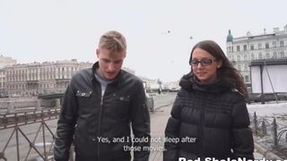 The first man received a blowjob from a hot Russian girl