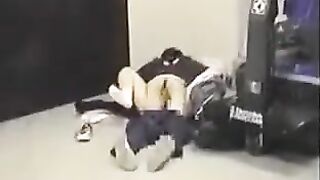 The guy lowered his pants and had anal sex with girlfriend