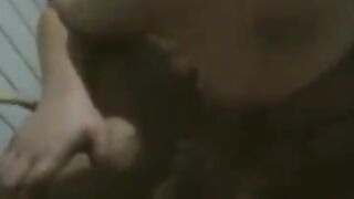Busty woman dancing naked at home, her husband watching without resistance
